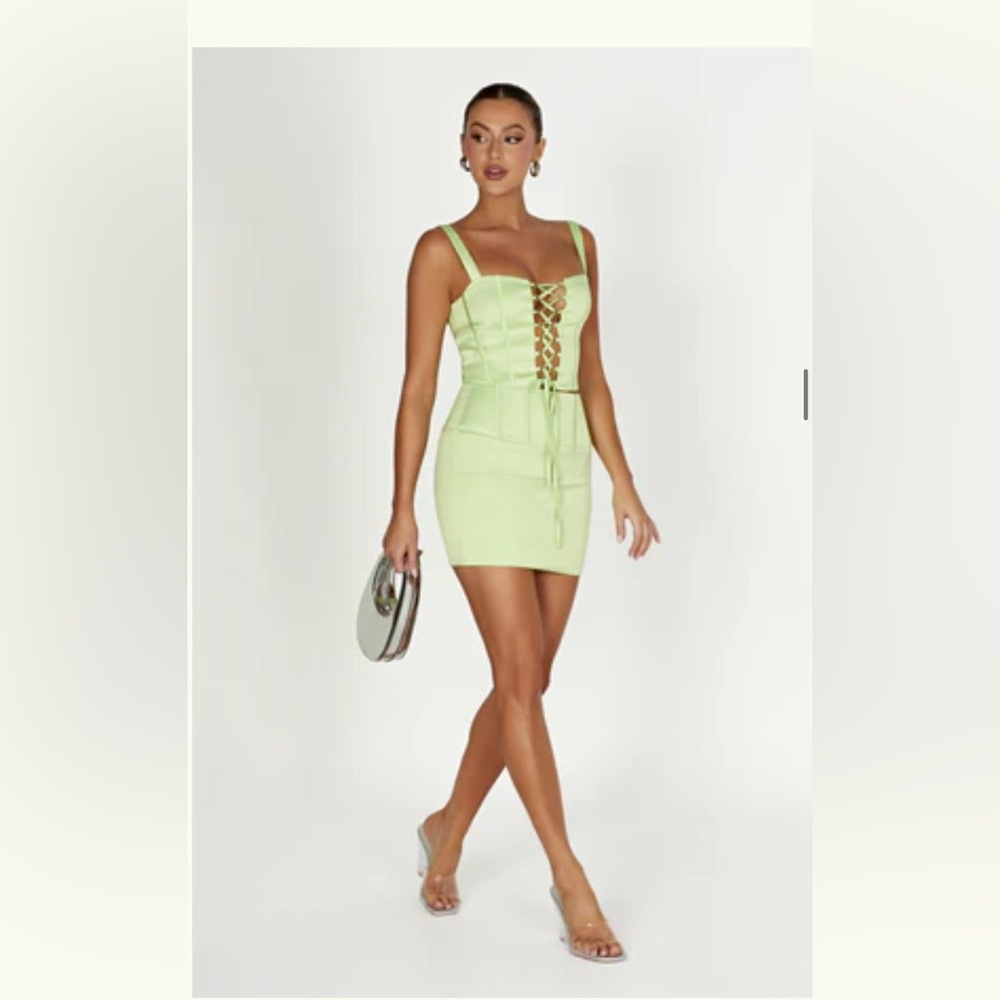 Lime Green Lace-Up Mini Dress